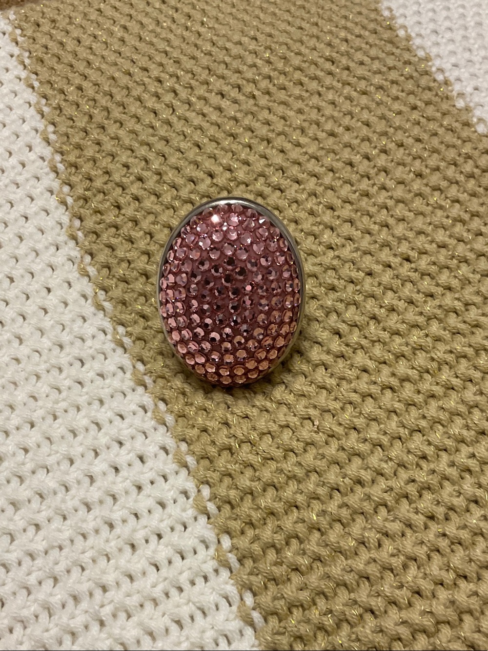 Adjustable Vintage TARINA Tarantino Pink Crystal Dome Ring
